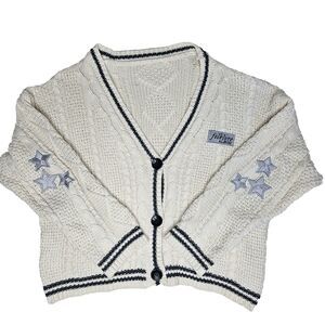 Official Taylor Swift Folklore Album Varsity Cardigan Sweater Medium/Large Ivory
